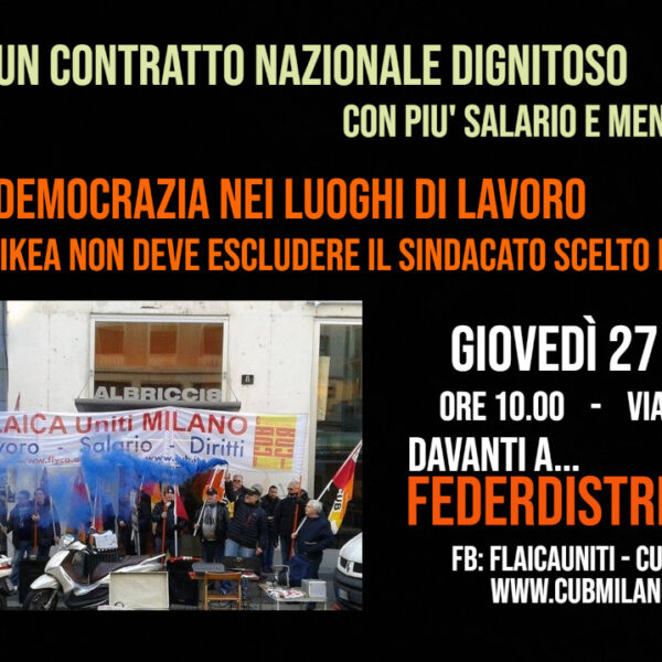 RINNOVO DEI CONTRATTI NAZIONALI DELLA DISTRIBUZIONE MODERNA ORGANIZZATA E DEL COMMERCIO: FLASH MOB DELLA FLAICA MILANO