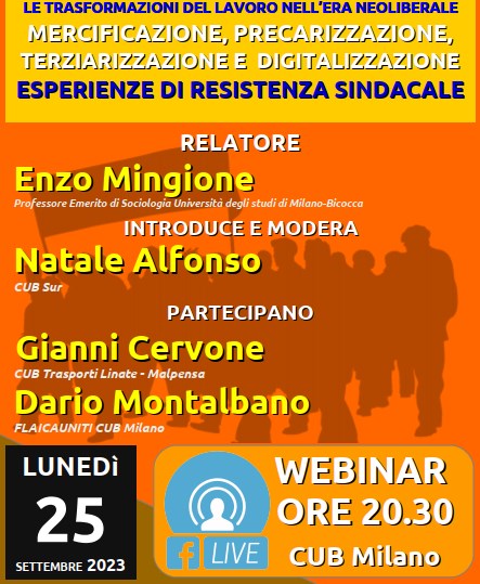 WEBINAR- LE TRASFORMAZIONI DEL LAVORO NELL’ERA NEOLIBERALE