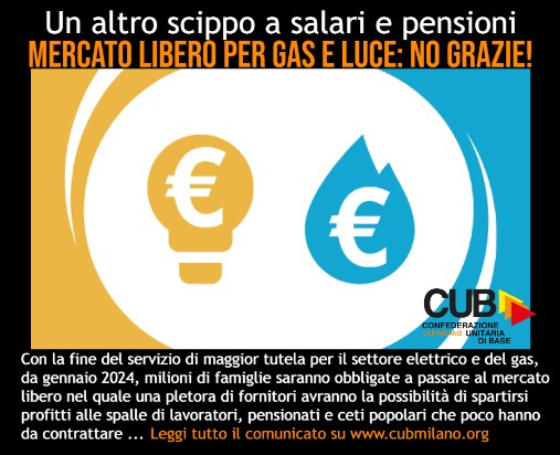 MERCATO LIBERO PER GAS E LUCE: NO GRAZIE