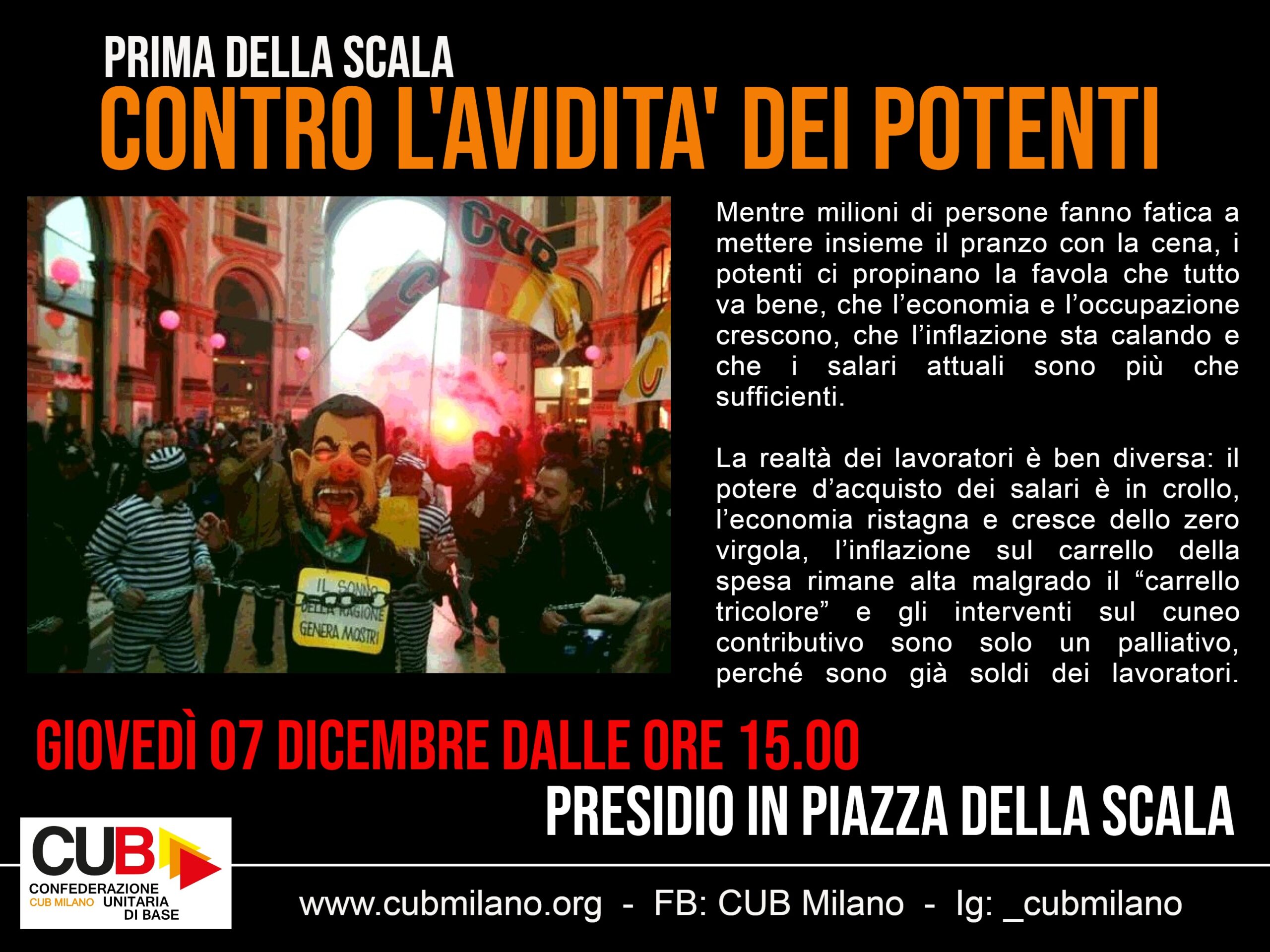 Scopri di più sull'articolo PRIMA DELLA SCALA – 7 Dicembre 2023: CONTRO L’AVIDITA’ DEI POTENTI