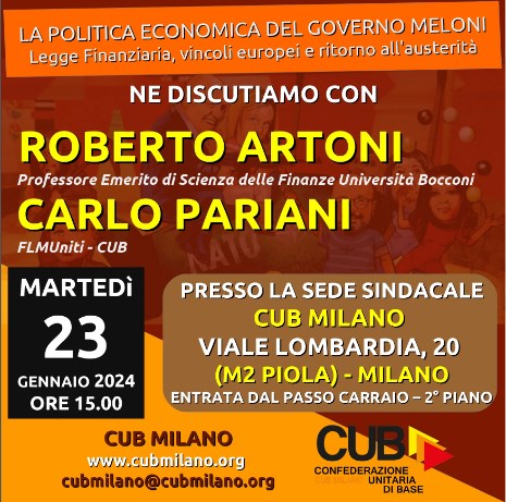 INCONTRO- LA POLITICA ECONOMICA DEL GOVERNO MELONI