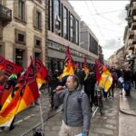 Sciopero nazionale dell'8 marzo e le sindacaliste partecipano in corteo femminista a Milano.