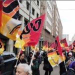 Blocco sindacalista alla manifestazione dell'8 marzo.