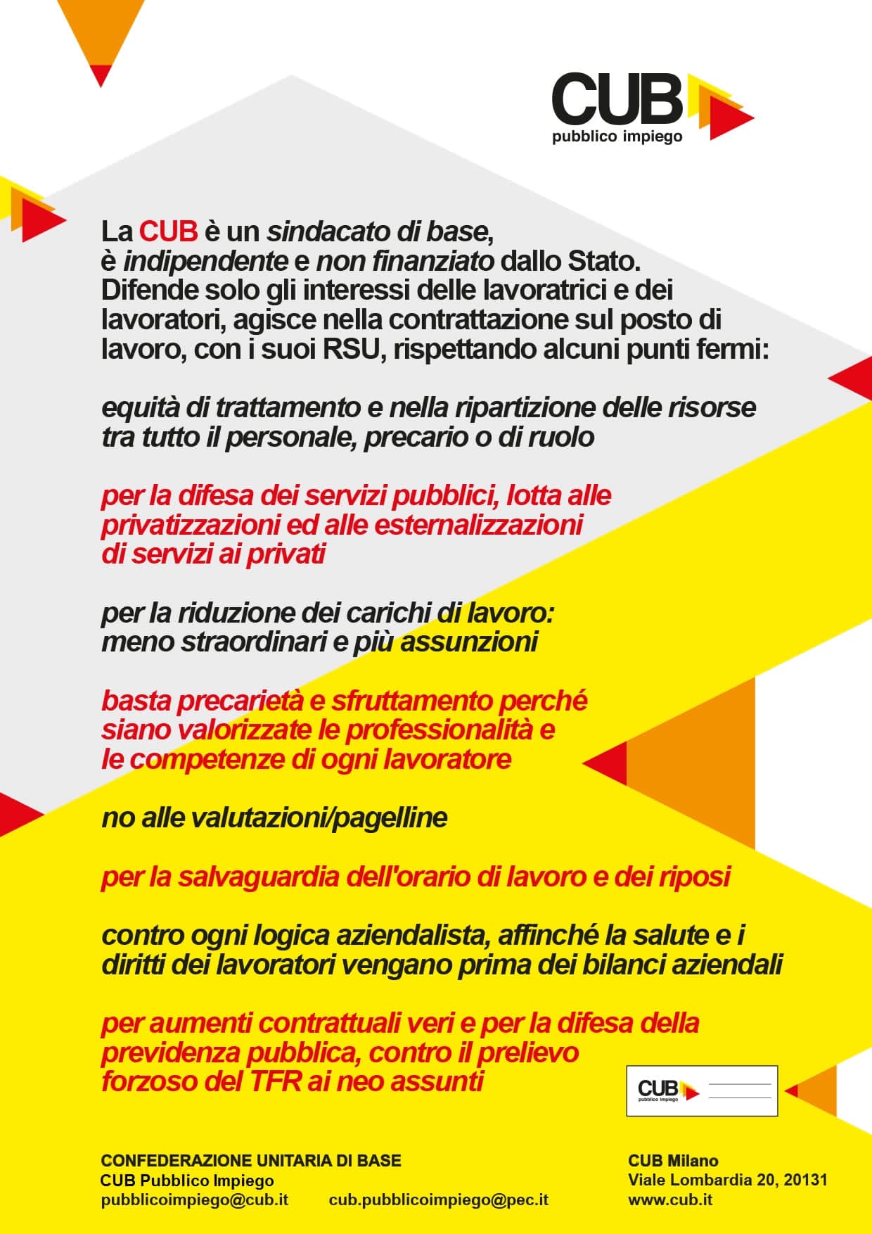 Scopri di più sull'articolo Elezioni RSU Pubblico Impiego: vota CUB!