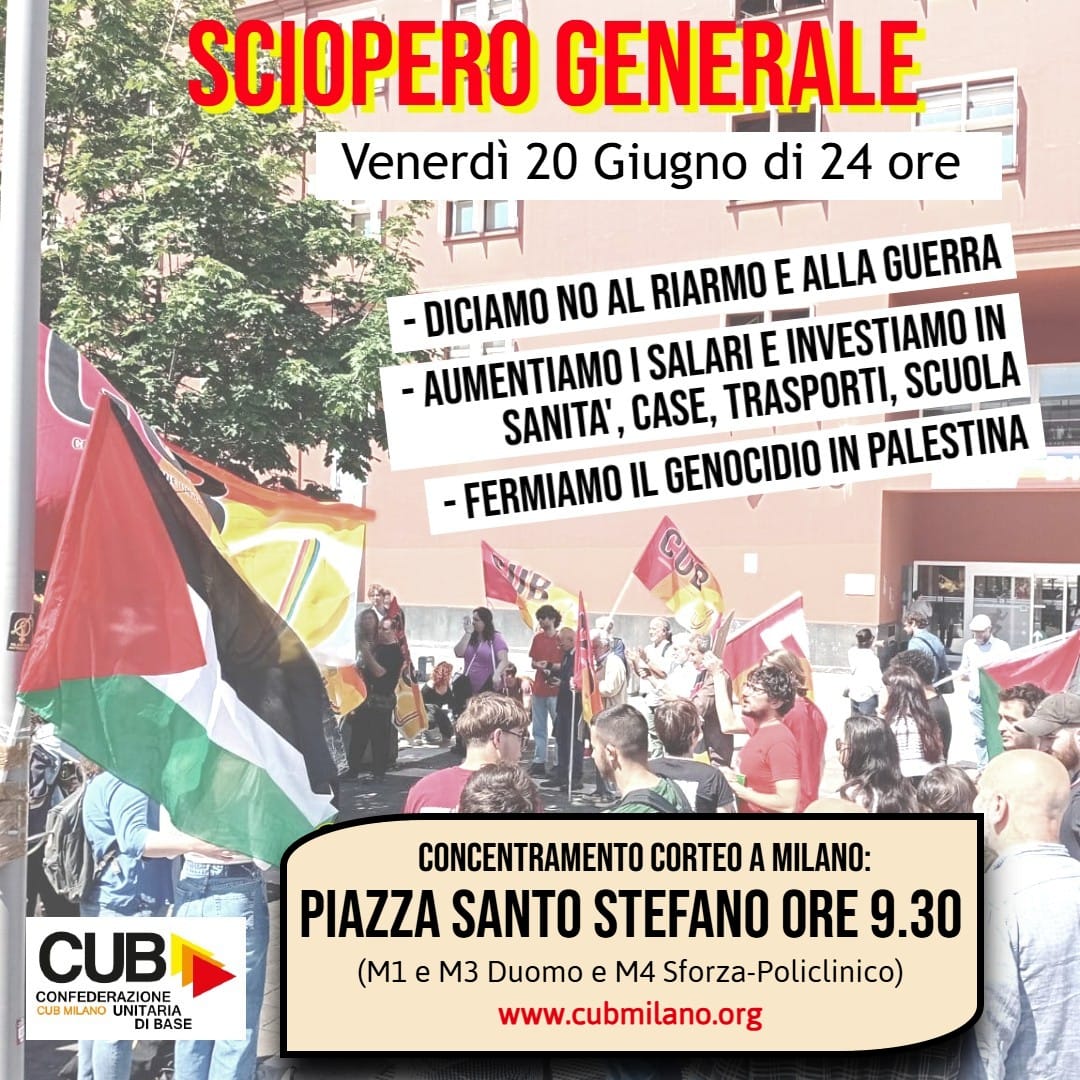 Scopri di più sull'articolo SCIOPERO GENERALE 20 GIUGNO 2025