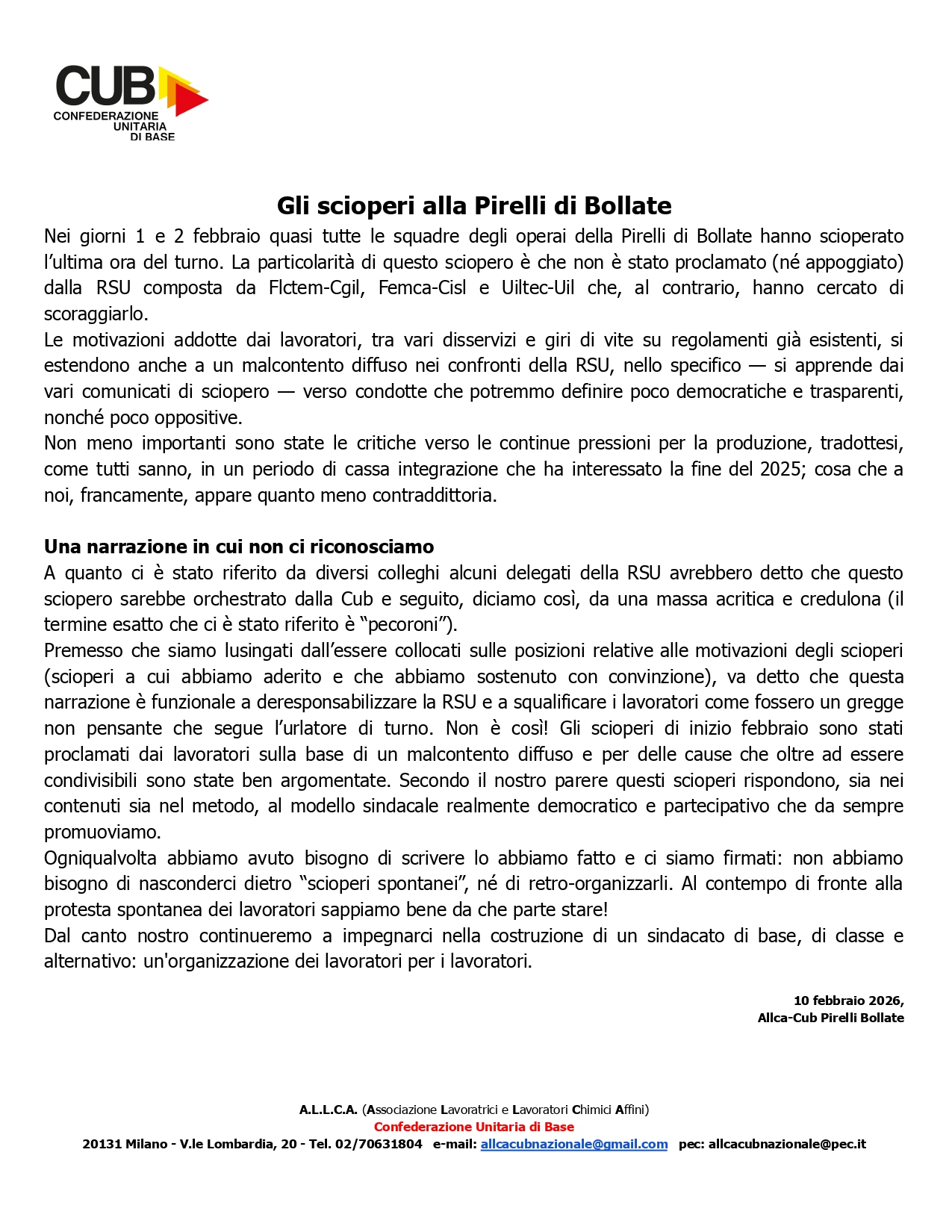 Scopri di più sull'articolo Gli scioperi alla Pirelli di Bollate