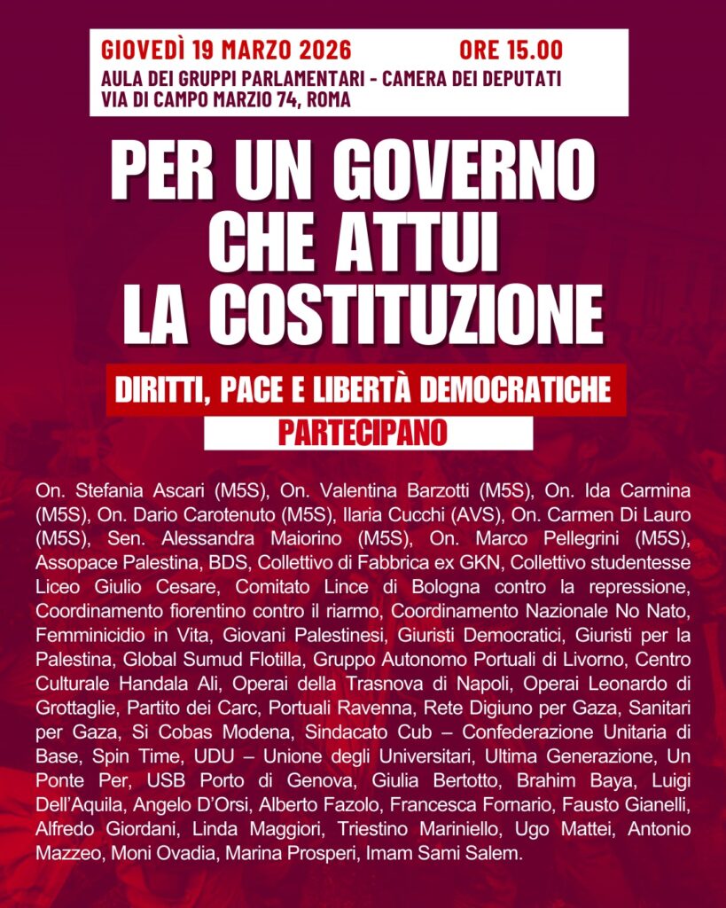 Incontro in Parlamento: per un Governo che attui la costituzione